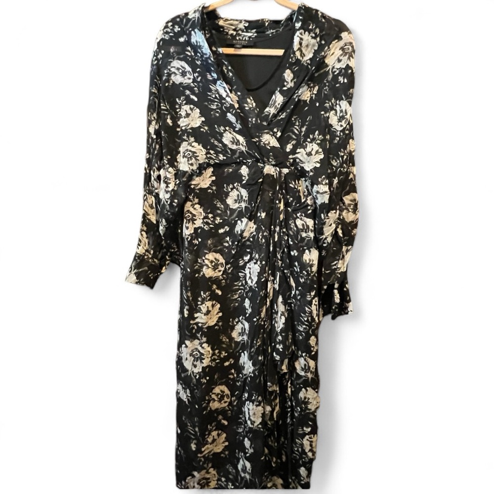 ALL SAINTS Black Floral Print Viscose Maxi Dress, Size US 4